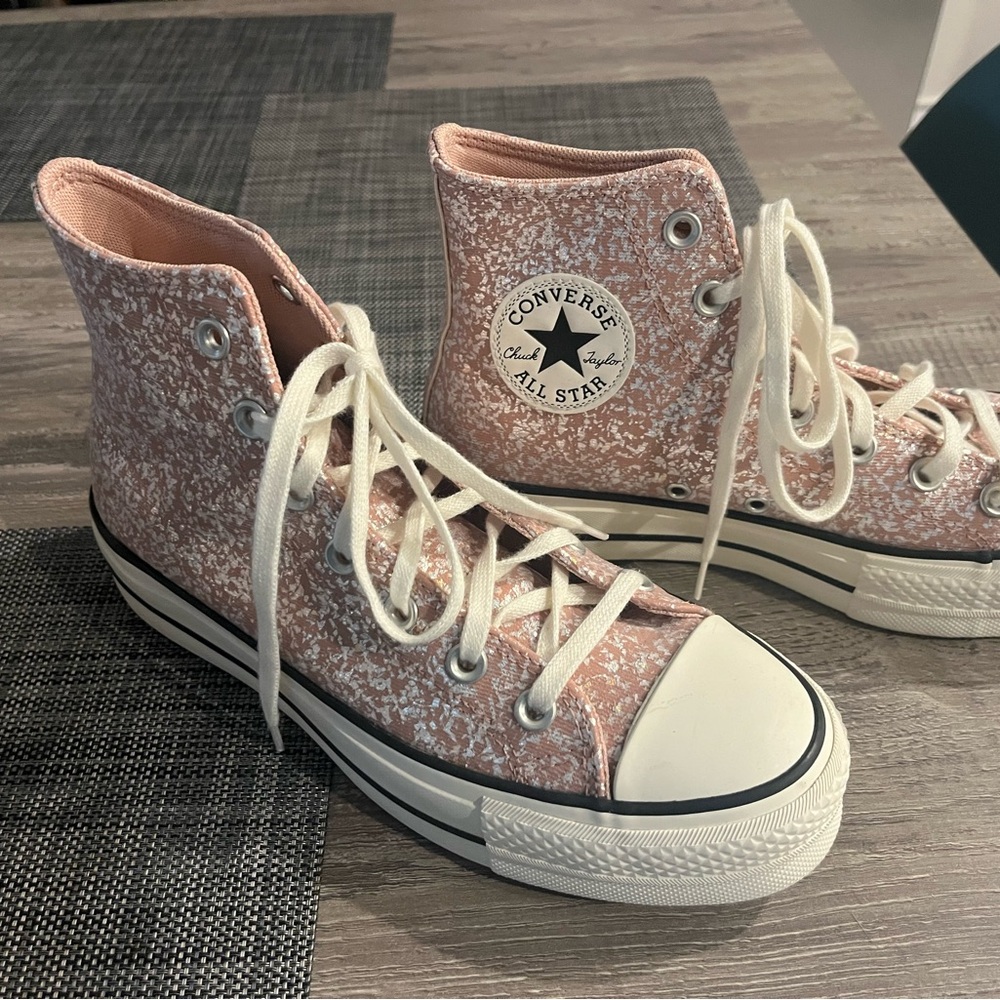 New Converse High Top Sneakers - Pink Silver Speckled